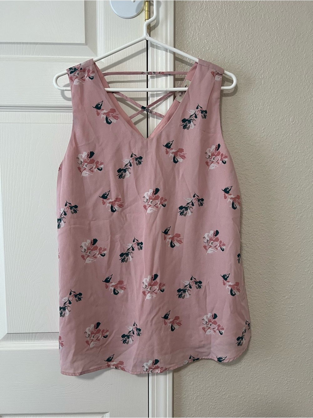 Full Moon Maternity Pink Floral Sleeveless Blouse Top Size Large